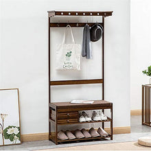 3 in 1 Bamboo Hall Tree Ingresso cappotto appendiabiti, 3 Tier Shoe Rack Panchina, Cappello Bag Sciarpa Rack, portaombrelli Magazzinaggio All In One effetto legno Accent Furniture per il corridoio