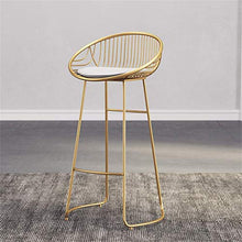 LWW Sedie, Sgabelli da bar moderni in metallo con ampio schienale Sgabello da bar per cucina Sedia da pranzo in ferro Sedia da toilette da donna in stile nordico,Oro,60 cm