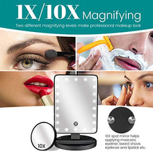 Specchio per Il Trucco con luminosita Regolabile con Touch Screen Con lente d'ingrandimento 10X, 22 LED Rotazione 180° Specchi da Tavolo Specchio con Luce LED Adatto per camera da letto, bagno