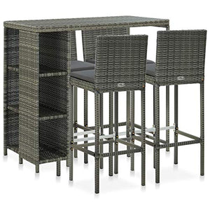 Tidyard Set da Bar da Giardino Esterno 5 pz in Polyrattan,Set Tavolo e Sedie da Bar Alti da Giardino in Rattan,Set Tavolo e 4 Sgabelli da Bar in Rattan per Esterno,Penisola da Gardino per Esterno