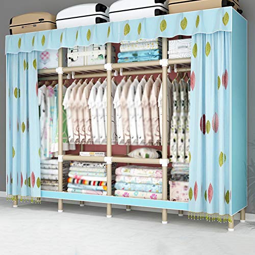 wardrobe Armadio Combinato, Armadio Pensile Doppio in Tessuto per Uso Domestico, Tenda Posteriore in Filato Anteriore, Nessun Tipo di Tenda con Cerniera, 190 × 50 × 180 Cm