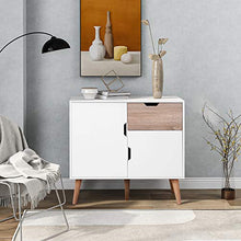WGYDREAM Comodino Cassettiera con 1 Cassetto E 2 Ante unità di Stoccaggio della Credenza con Gambe in Legno per Soggiorno