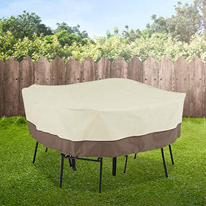 TAKE FANS Durevole Pratico Giardino Piazza Tavolo Sedia Set Copertura 210D Panno Oxford Mobili Copertura Impermeabile Beige Caffè 138x138x71cm