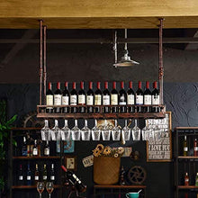 FYHH-JZHY Portabicchieri da Vino Rosso A Soffitto Portabicchieri da Appendere Portabottiglie Alto Regolabile in Altezza Portabottiglie Facile da Installare, Nero, 100 Cm