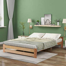 Keebgyy Letto in legno massiccio con testiera e rete a doghe, naturale (200 x 140 cm)