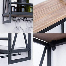 Zfggd Wine Rack Parete, Titolare del Vino 21.6in Rustico Metallo Appeso, Gli Accessori del Vino, 2-Tiers Montaggio a Parete Bottle Holder con 5 Calice Holder