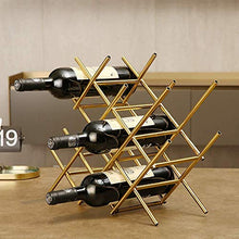RJJBYY Semplice Moderna Wine Rack Spazzolato Rivestimento dell'oro 12 Bottiglia Magazzinaggio Free Standing espositore 47 Centimetri Desktop Decorazione Geometrica Design Bottle Holder