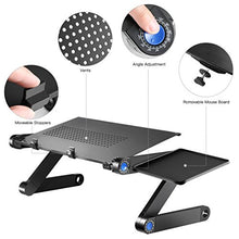 Supporto PC Portatile Pieghevole Tavolino da Letto per PC Regolabile Tavolo per Laptop in Alluminio Scrivania con Staffa del Mouse Foro di Raffreddamento Adatto a Letto Sofà