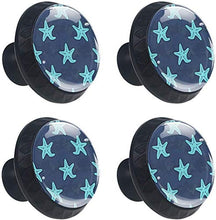 Motivo a stella marina blu Pomelli per Porta Set di 4 Pomelli per Mobili Manopole per Cassetti Cucina Armadio Vetro