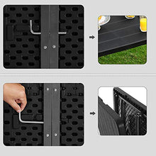 SONGMICS Tavolo Pieghevole, Grande, da Giardino con Superficie in Plastica con Venatura del Legno, da Campeggio, Chiusure di Sicurezza, Terrazza, Festa, Impermeabile, 180 x 75 x 74 cm, Nero GPT05BK