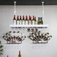 CCLLA Portabottiglie 2 in 1 - Portabottiglie e portabottiglie in Ferro da Appendere alla Parete [Altezza 30-60 cm Regolabile] - Portabicchieri a soffitto con Cornice Bianca