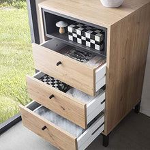 VS Venta-stock Cassettiera Javea 3 cassetti e 1 nicchia, Color Legno e Nero, 45 cm (Larghezza) 40 cm (profonditá) 79,5 cm (Altezza)