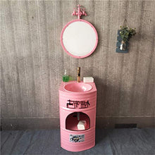 F-HOME Lavabo, lavabi industriali in ferro da stiro, lavabo, lavabo, lavabo, creativo, stile retrò, colore: rosa