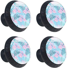 Fenicottero rosa tropicale lascia il verde Pomelli per Porta Set di 4 Pomelli per Mobili Manopole per Cassetti Cucina Armadio Vetro