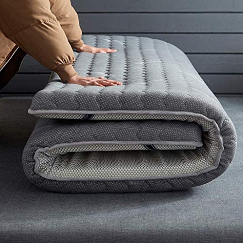 Huan Futon Coprimaterasso, Cotone Tatami Tappetino, Antiscivolo Materasso Pieghevole, Traspirante Mat Pelle-Amichevole, Dormire Mat (Colore : Grigio, Size : 180CMX200CM)