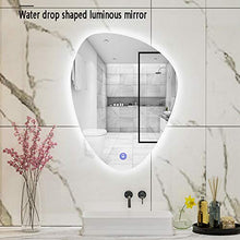 Full-length mirror Specchio da Bagno a Forma di Goccia d'Acqua Intelligente Specchio Irregolare Luminoso Specchio Senza Cornice con Specchio da Bagno Touch Screen con Lampada da Parete