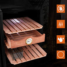 VIY Umidificatore per Sigari, Humidor con Ripiani in Legno di Cedro, 11-18 °C, Touch Display Digitale, 38 Db, Illuminazione A LED, 33L, 300 Sigari, Nero