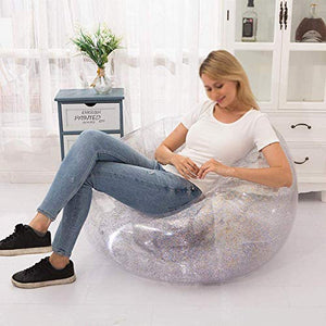 BANGSUN - Poltrona gonfiabile con paillettes glitterate trasparente, per divano pigro, colore: Argento
