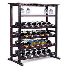 DREAMADE Cantinetta Portabottiglie Scaffale per Vino con Portabicchiere in Legno, 80 x 41 x 90,5 cm