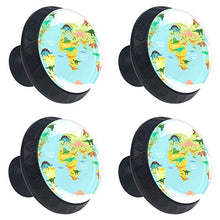 Set di 4 maniglie rotonde per armadio da cucina, credenza, cassettiera, cassettiera, con viti, per cucina, comò, armadietto, bagno, armadio, dinosauro mappa del mondo antico