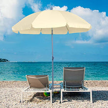 Outsunny Ombrellone da Esterno, Giardino, Terrazza Portatile Φ220cm con Tettuccio Inclinabile in Poliestere Bianco Crema