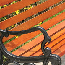 Panchina da patio Panchine portico giardino terrazza, Panchina in ghisa metallica da cortile Seduta anticorrosiva in legno massello, Con braccioli e schienale, Mobili da giardino per prato del corti