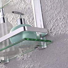 DXMRWJ Portasciugamani Foratura Mensola in Vetro angolare per Bagno Mensole in Vetro temperato Quadrato a 2 Livelli con Guida in Alluminio a Parete 14 Pollici 02.01
