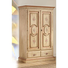 Estea Mobili - ARMADIO IN LEGNO MASSELLO AVORIO ANTICATO CON PROFILI E DECORATO A MANOL 128 P 60 H 200 - 461-A - Come foto