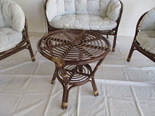 fantasie d oriente Salotto Rattan in Vimini Naturale Colore Noce Giardino TERRAZZO Set 4 Pezzi 2 POLTRONE 1 Divano 1 Tavolo con Cuscini Salotto per Esterno
