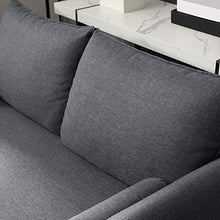 VASAGLE Divano a 2 Posti in Tessuto Simil Lino, Imbottitura Morbida per Piccolo Appartamento, Camera dei Bambini, Robusta Struttura in Legno, Montaggio Facile, 151 x 82 x 83 cm, Grigio Scuro