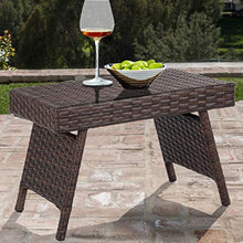 COSTWAY Tavolo in Rattan da Giardino Pieghevole e con Struttura in Ferro