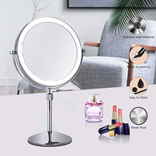 Specchio per Il Trucco Illuminato su Due Lati, Specchio cosmetico da Tavolo ingrandimento 1X 7X con Luce Naturale dimmerabile a 27 LED