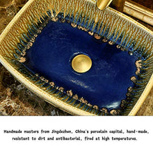 HEIFEN Lavabo, lavabo in Ceramica Rettangolare Classico, retrò, Stile Bacino lavabo lavabo Bagno lavandino del Bagno 48 * 36 * 15 cm A