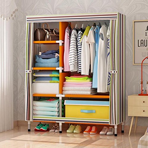 LyMei Armadio di Stoffa Armadio Portatile di stoccaggio Camera da Letto Oxford Armadio Armadio di stoccaggio Armadio in Acciaio Inox con Asta sospesa,A_110*46 * 175cm