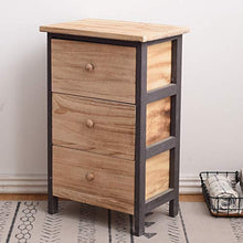 Rebecca Mobili Comodino Industrial, cassettiera 3 cassetti, Marrone Nero, Legno Paulownia, Camera Bagno - Misure: 56 x 35 x 25 cm (HxLxP) - Art. RE4546