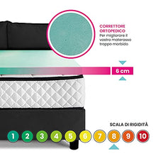 Topper, sovra materasso RIGIDO, correttore ortopedico materasso in BIOGREEN Alto 6 cm, tessuto anallergico sfoderabile, 4 lati in ARGENTO - ORTOPEDIC matrimoniale 160x190