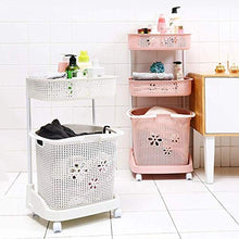 AINIYF Bagno Bagno Doccia Mensola Organizzatore Sporco Hamper Mobile Lavatrice Multifunzione Piano Indipendente Punch Libero di plastica 2/3 Tier, 3 Colori