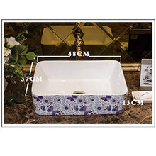 lilili Lavabo da Appoggio Lavabo Bagno, Ceramica Lavandino da Appoggio Laterale dell'Acqua Quadrato Trucco Unico Bacino 48x37x13cm (Color : There Are Accessories)