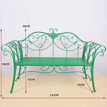 Panchina per terrazza del parco Panchine per il tempo libero da esterno, Panchina da giardino in ghisa resistente alle intemperie e antiruggine, Panchina a 2 posti con schienale e braccioli, Panchina