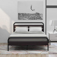 belupai Telaio letto con testiera e pedana in legno, telaio singolo in metallo con grande spazio per adulti, bambini e ragazzi, facile da montare (nero, 140 x 200 cm)