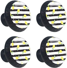 Frutta Giallo Limone Nero Bianco Striato Pomelli per Porta Set di 4 Pomelli per Mobili Manopole per Cassetti Cucina Armadio Vetro