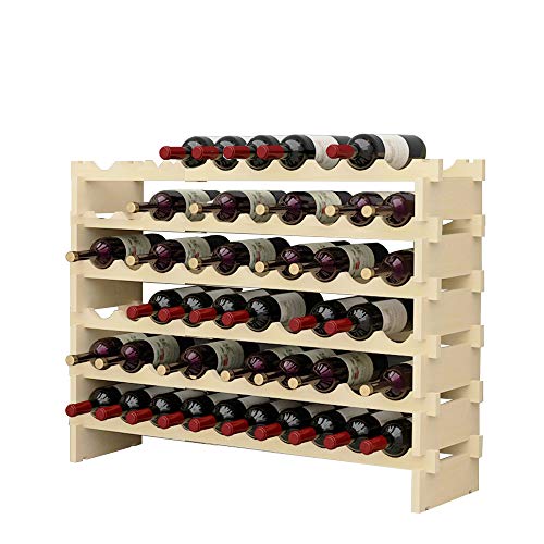 DlandHome Porta Bottiglie da Vino in Legno 6 Ripiani 60 Bottiglie Cantinetta Scaffale Porta Bottiglie