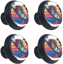 Ragazza al neon retrò surf Pomelli per Porta Set di 4 Pomelli per Mobili Manopole per Cassetti Cucina Armadio Vetro