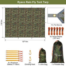 Ryaco Tenda Parasole da Campeggio, 3m x 4m Parasole da Campeggio in Nylon Ripstop Anti-UV e Anti-Pioggia (Camo, 3m x 4m)