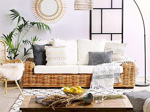 Beliani Set di Divani a 3 Posti in Rattan Marrone Chiaro con Cuscini e Tavolino Forli