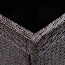 BIGTO - Tavolo da picnic per esterni, in rattan e vetro, decorazione bistrot marrone, 80 x 80 x 75 cm