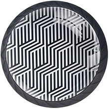 Strisce esagonali nere bianche geometriche Pomelli per Porta Set di 4 Pomelli per Mobili Manopole per Cassetti Cucina Armadio Vetro