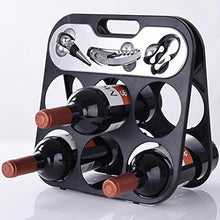 BAKAJI Portabottiglie Cantinetta Porta Vino per 6 Bottiglie con Accessori Somelier Luxury, Porta Bottiglie Pieghevole Salvaspazio con Manico