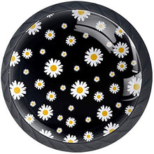 Bianco Giallo Daisy Flower Black Pomelli per Porta Set di 4 Pomelli per Mobili Manopole per Cassetti Cucina Armadio Vetro