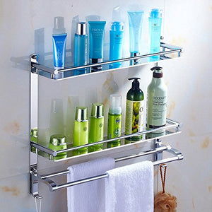 MBYW Portasciugamani Moderno Portasciugamani Elegante per Il Bagno di Moda Mensola da Bagno in Acciaio Inox pensile da Bagno portasciugamani da Bagno con 2 Ripiani portaoggetti da Bagno, 60 cm